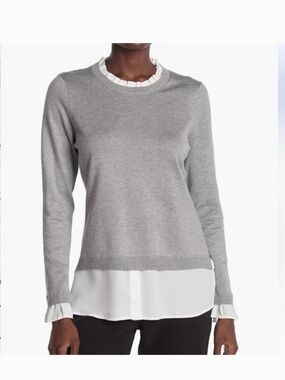 Adrianna Papell Sweater Heather Grey & Ivory